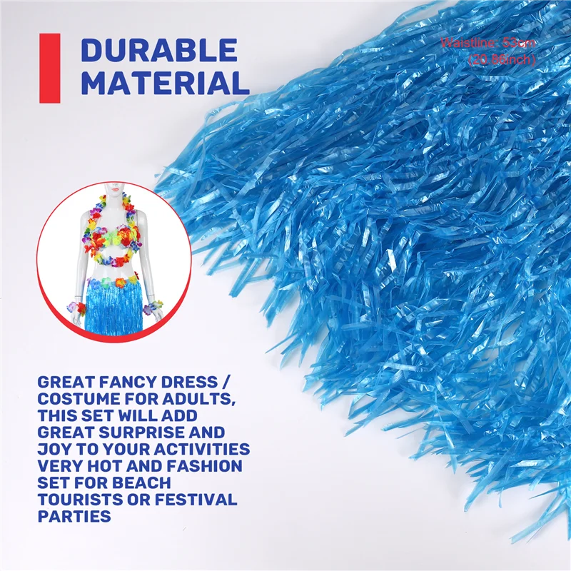 Hot Kf-6 Set hawaiano erba gonna fiore Hula Lei polsino ghirlanda costume in maschera