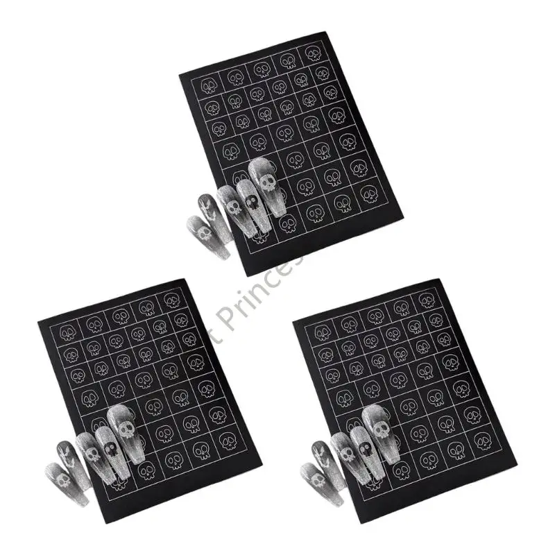 BX0F świąteczny szkielet naklejki na paznokcie naklejki samoprzylepne puste szablony na Halloween zdobienie paznokci łatwe do w