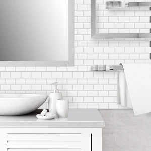 5枚の壁タイルステッカー白い自己接着タイル防水ビニール壁紙バックスプラッシュキッチンリビングルームバスルーム 10ベストセールスビニールバスルーム-7