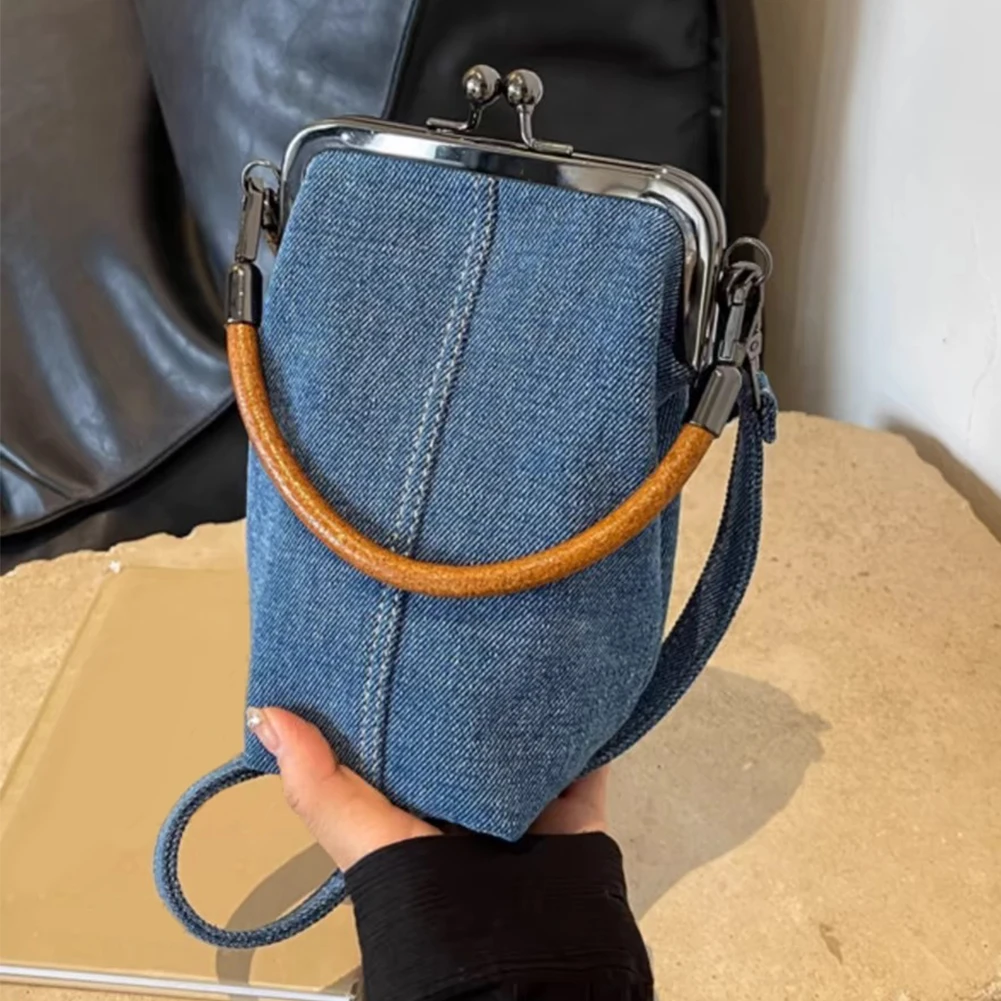 Mini bolso cruzado con correa desmontable para mujer, bandolera informal vaquera, bolso de hombro Retro, bolso de viaje para teléfono