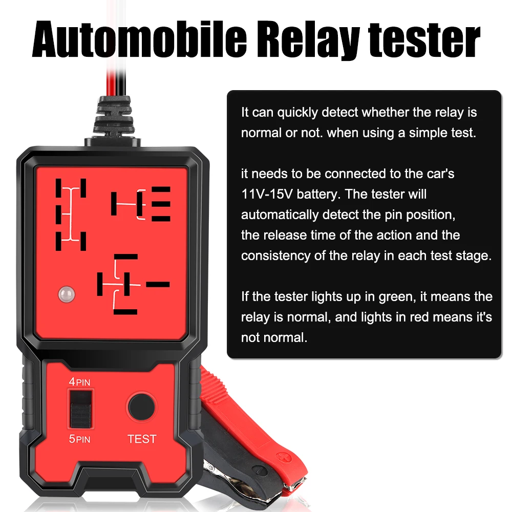 Automotive Electronic Relay Tester Car Relay Tester LED Indicator Light Car Battery Checker Car Accessories