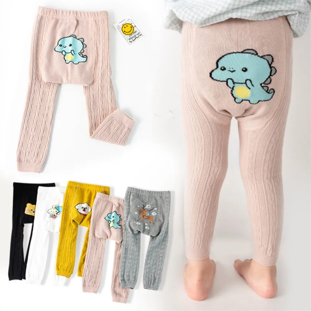 

Cartoon dinosaur tights baby pantyhose toddler infant children stocking knitting panty hose outer wear big PP girls tights