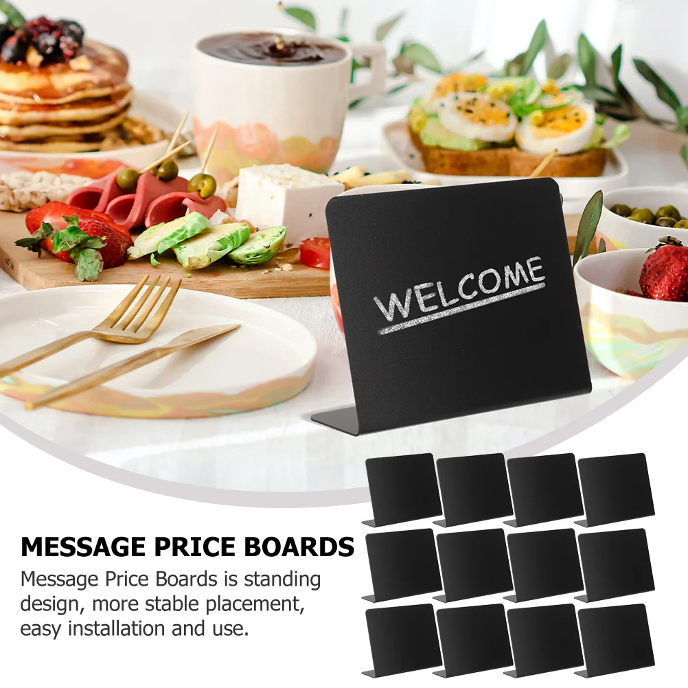 12Pcs Food Label Mini Blackboards Multifunctional Chalkboards Desktop Price Boards Message Boards for Restaurant Menu Display