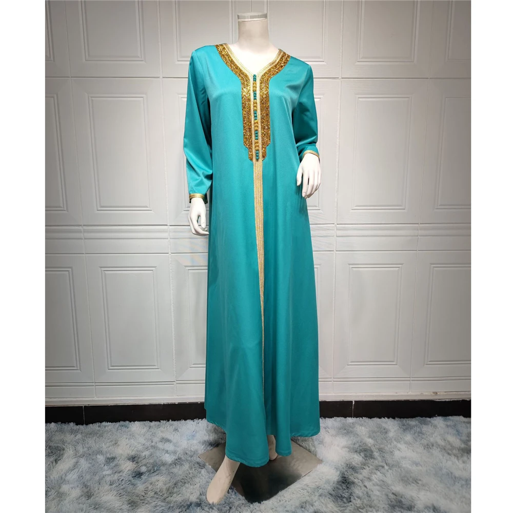 Eid Al Adha Diamonds Evening Party Dresses for Women Muslim Gown Saudi Arabic Robe Dubai Kaftan Abaya Morocco Caftan Jalabiya