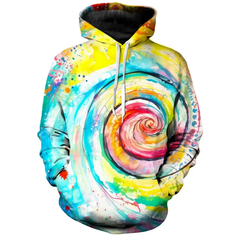 Illusion Swirl Graphic Hoodie For Men 3D Printed Colorful Geometric Sweatshirt Streetwear Pullovers Women Oversized Hoodies