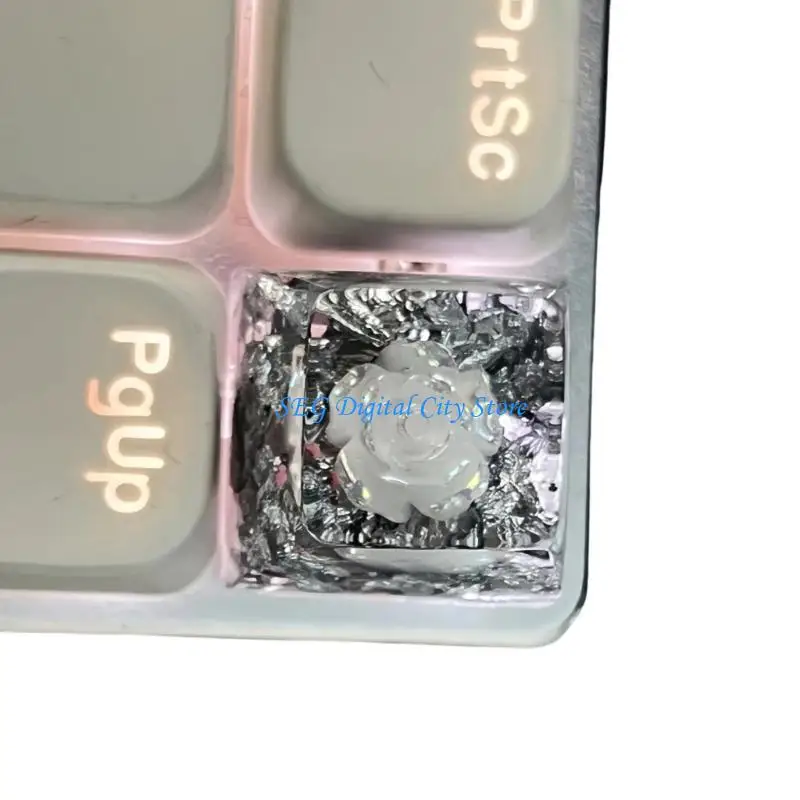

U75B Resin Camellia Keycap Escape Handmade Keycap for Mechanical Keypad Accessories