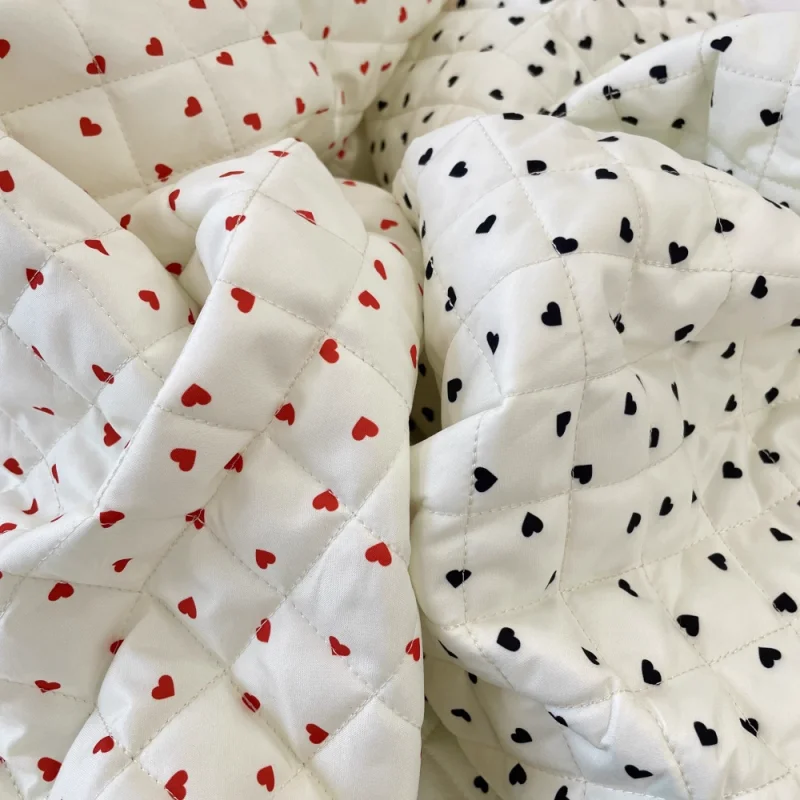 

Red and black hearts polyester cotton fabric for pajamas, home wear and women's clothing diy fabric