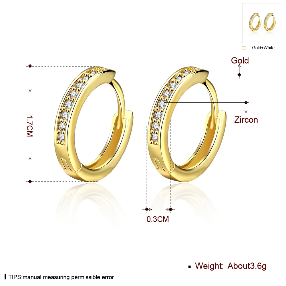 Gold Color Small Round Hoop Earrings for Men/Women Shiny Zirconia Simple Stylish Daily Wearable Earring Unisex Fashion Jewelry