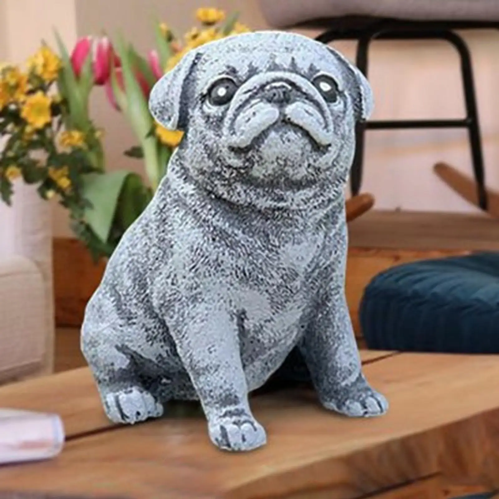 Pug Puppy Resin Statue Outdoor Miniature for Dog Lovers Garden Gnome Statue