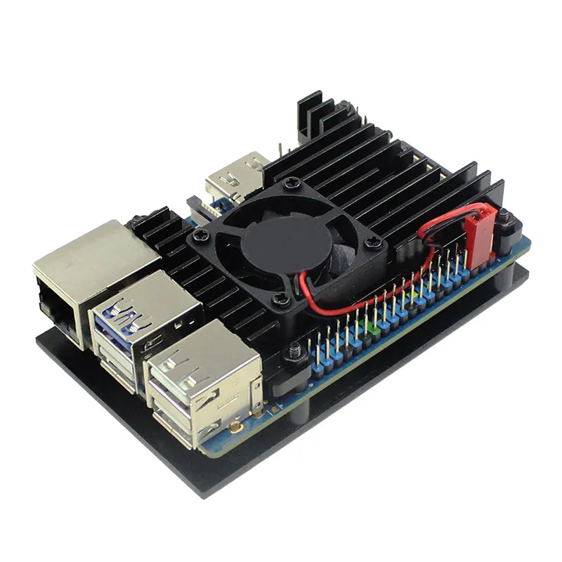 Orange Pi 3B Cooling Fan Case Orange Pi 3B Aluminum Heatsink Protective Shell with Fan