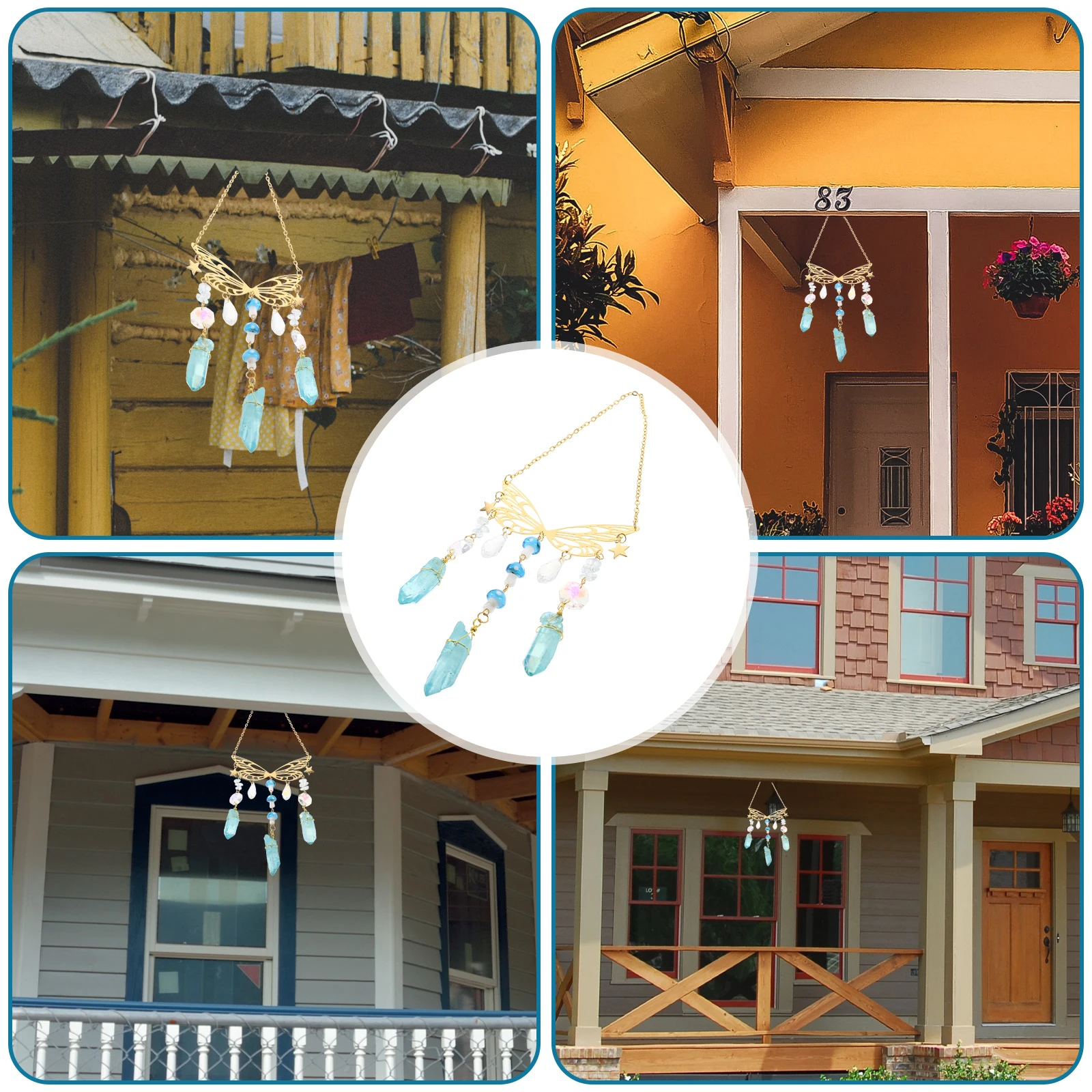 

Butterfly Wind Chimes Metal Bell Hanger outside Hanging Water Proof for Outdoor