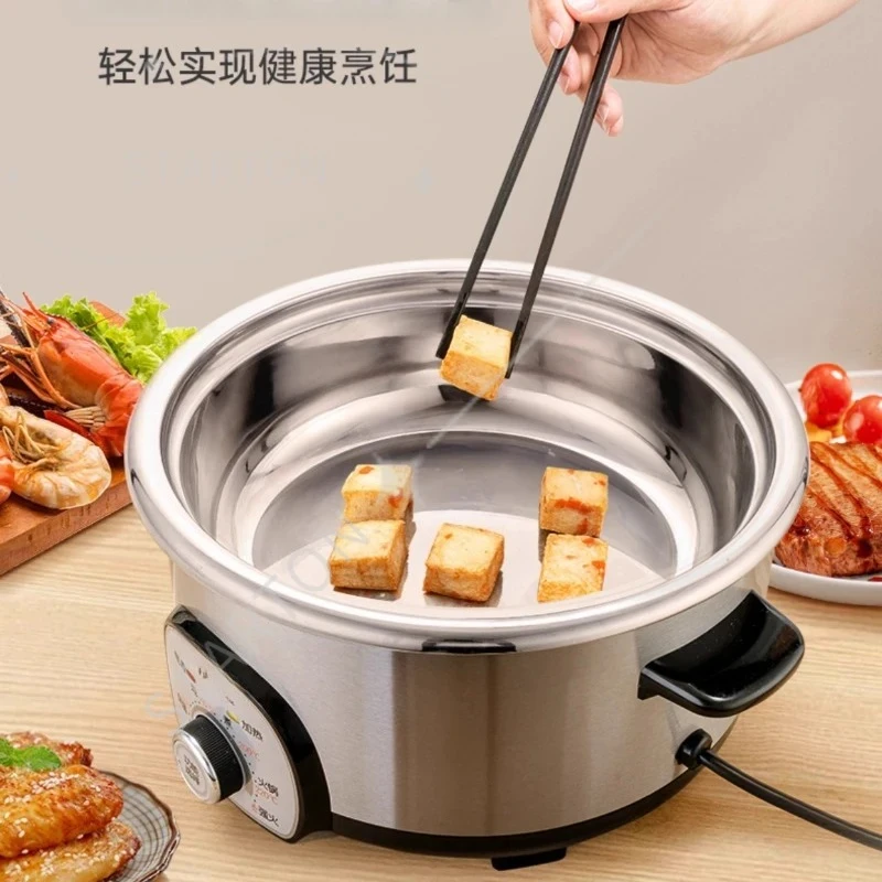 Household Stainless Steel Electric Hot Pot Stir-fried Vegetables, Barbecue Meat and Porridge Multi-functional