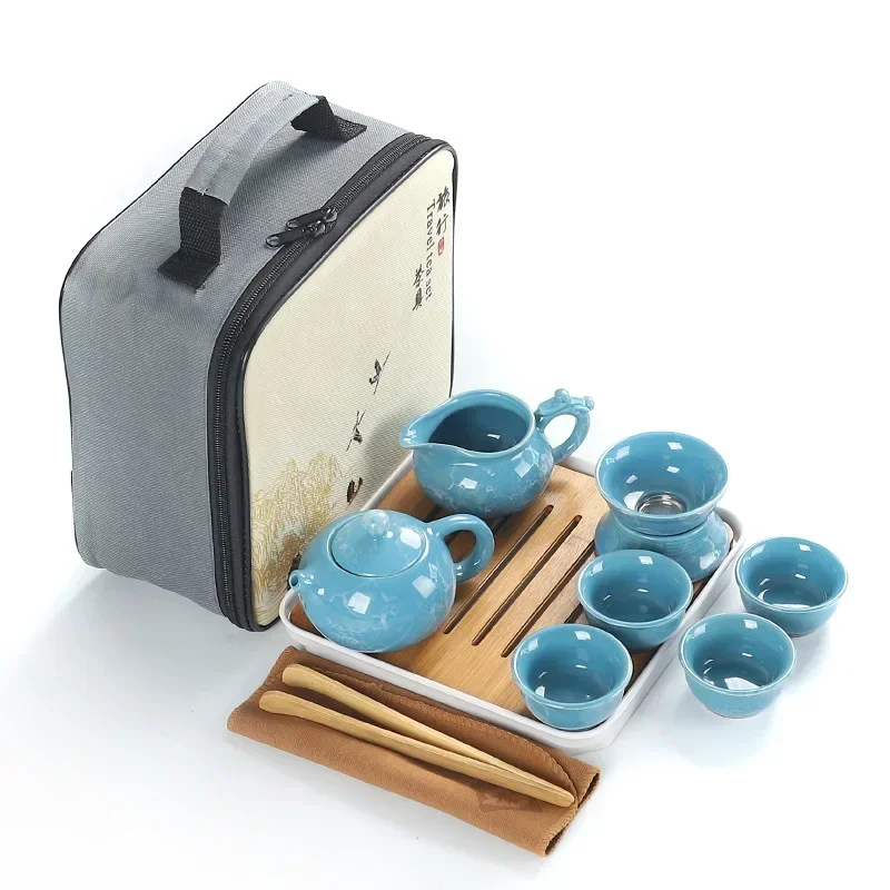 1 Set Portable Ceramic Gongfu Teaware Portable Travel Tea Box Set Office And Household Mate Tea Brewing Set Gift For Tea Lover