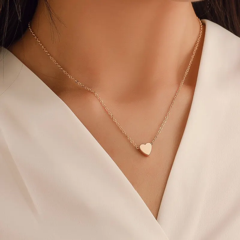 2pcs Gold-color Plus Silver-plated Necklace Ms Simple Style Love Alloy Peach Heart Pendant Hundred Match Collarbone Jewelry image 5