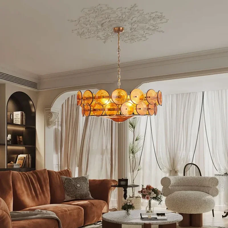 

Французская дизайнерская люстра Янтарно-зеленый Белый Художественный стеклянный цветной подвесной светильник Роскошная гостиная Кухня Остров Декор Освещение