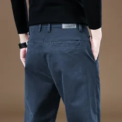 2023 New Men's Spring Autumn Fashion Business Casual Long Pants Suit Pants Male Elastic Straight Formal Trousers Size 29-36
