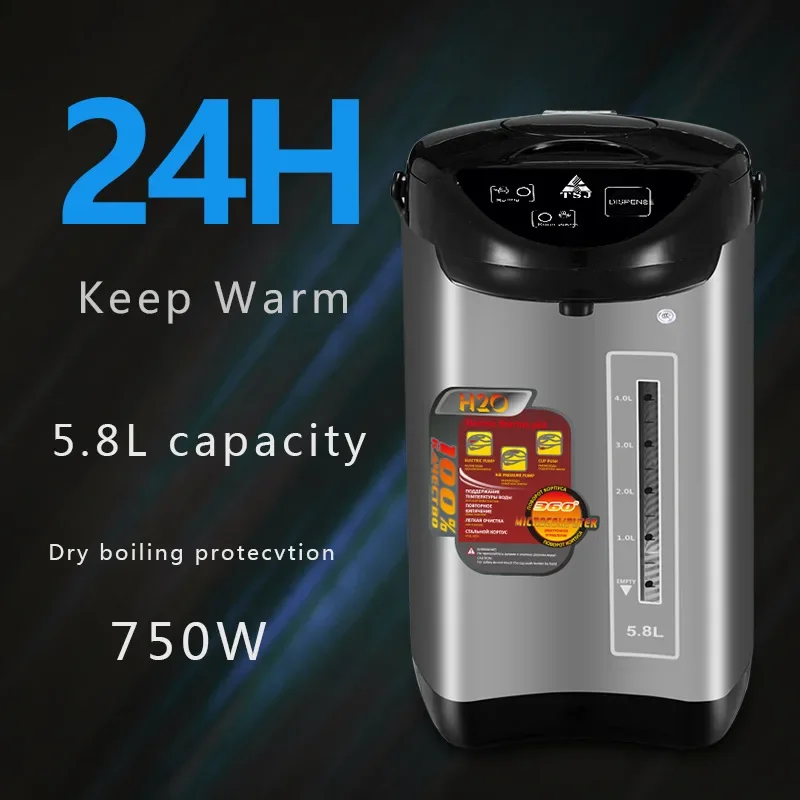 Electric Hot Water Boiler&Warmer,Manual DispenseAuto Water Pot Safety Stainless Steel Hot Water Dispenser Water Boiler 5.8Liter