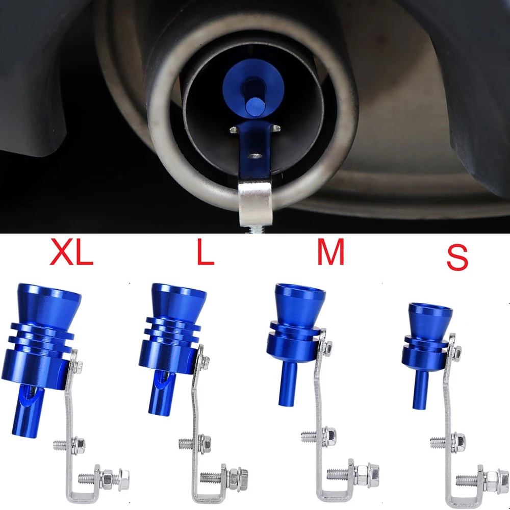 

Turbo Whistle Pipe Sound Motorbike Car Exhaust Fake Muffler Blow Off Valve Universal Simulator Whistler Blue