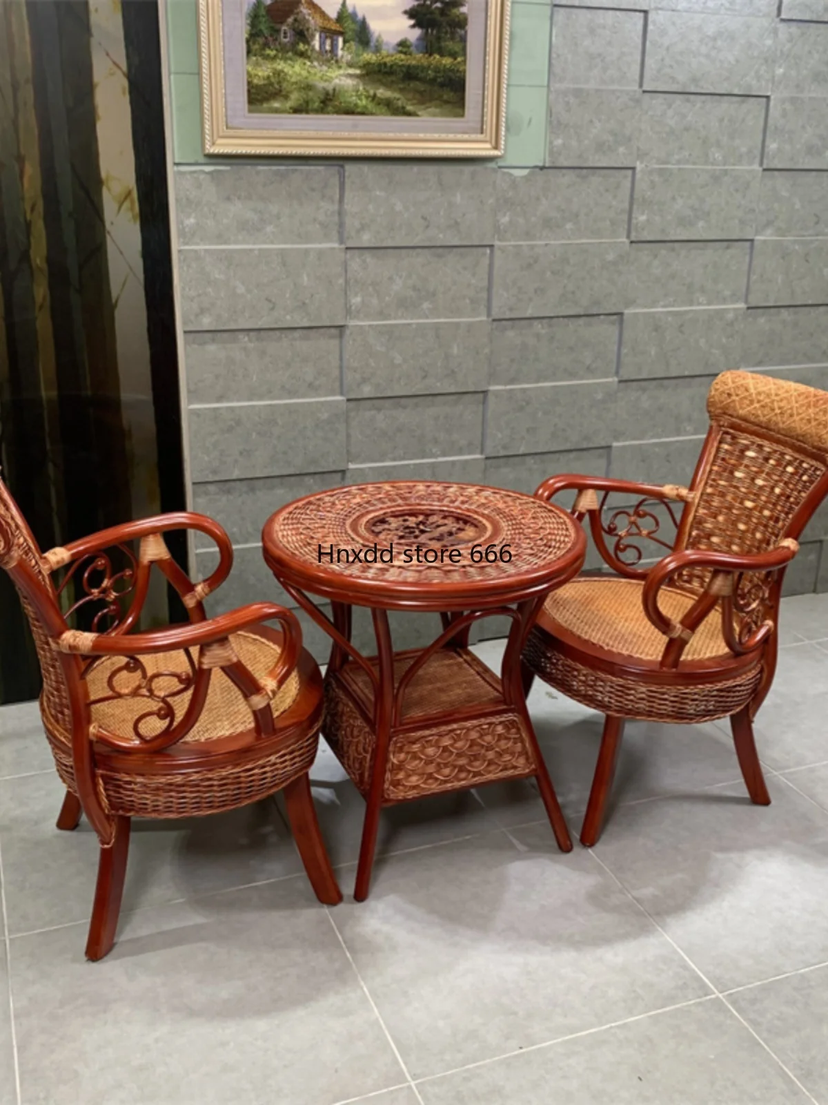 Rattan chair balcony rattan chair coffee table combination natural rattan casual chair