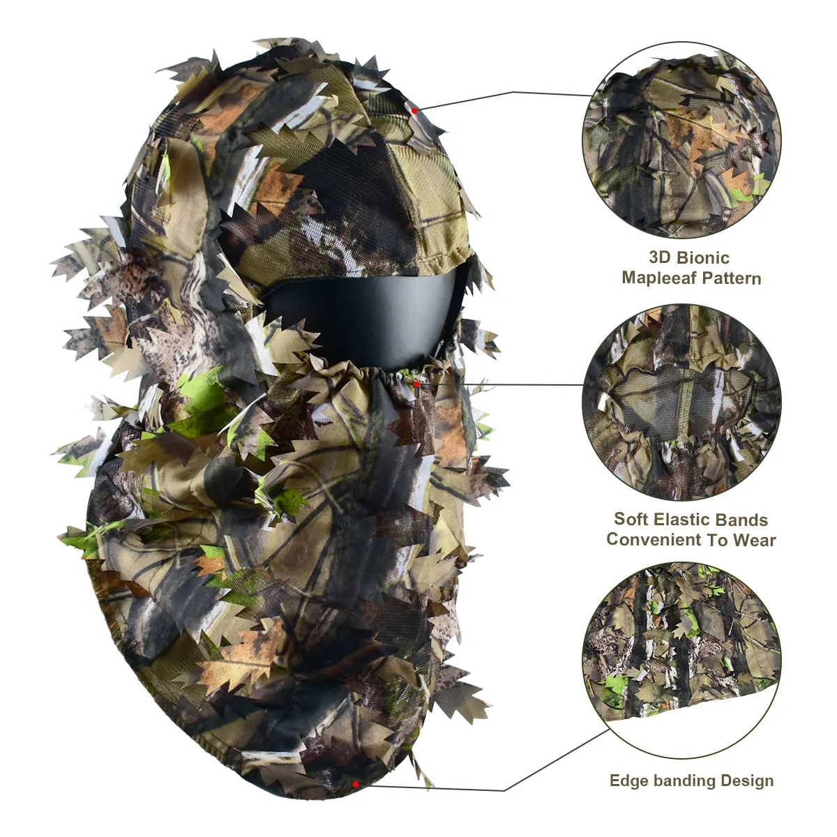 3D Full Face Mask Headwear 1pcs Suit Camouflage Leafy Hat Turkey Camo Hunter Hunting Accessories