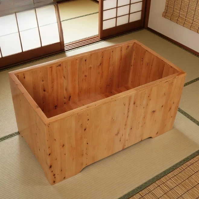 Japanese style wooden tub bath tub household bath tub solid wood bathtub hotel homestay rectangular beautiful woman
