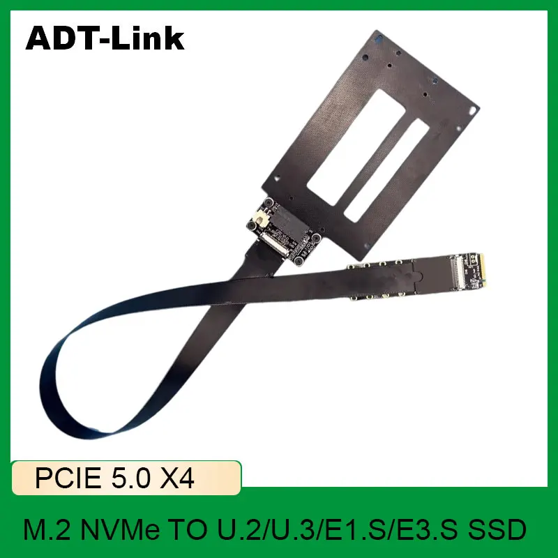 ADT-Link PCIE 5.0 x4 Supports Gen 5 M. 2 NVMe to U.2/U.3/E1.S/E3.S SSD Adapter Extension Cable Gaming PC Accessories