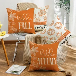 Fall Thanksgiving Pillow Cover 45x45cm Linen Pillow Case Farmhouse Home Decor Cushion Cover Square Linen Pillowcase for Couch