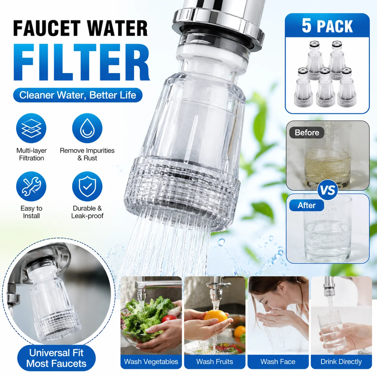 5PCS Universal High Pressure Washer Water Inlet Filter Connector Garden Hose Pump Adapter Replacement Accessory