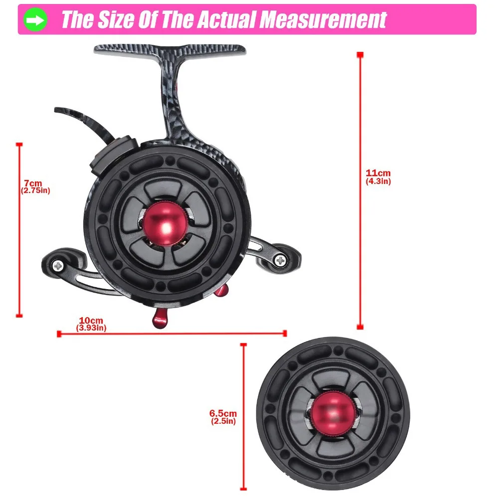 

For Ice Fishing High-Foot Reel Ice Fishing Reel Winter Ice Fishing Black 5 1 Ball Bearings Aluminum Alloy Spool