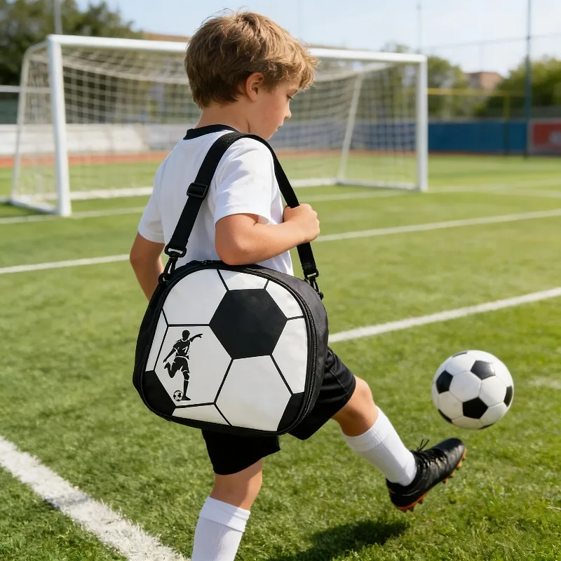 Trendy Crossbody Sports Equipment Bag Single Strap Faux Leather Organizer for Soccer Football Gear Outdoor Beach Travel Men