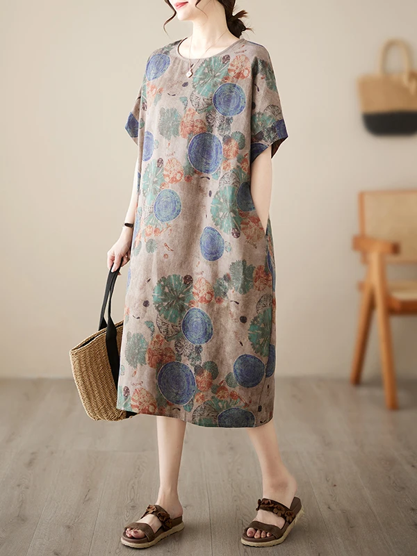 plus Size Cotton Linen Summer New Sle Dr Ethnic Artistic Retro Slimming White Enhancing Tallening Women's Dr