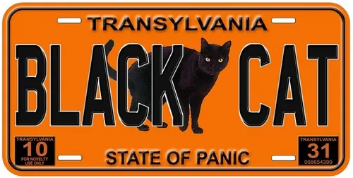 Black Cat Transylvania Aluminum Novelty Car License Plate Aluminum