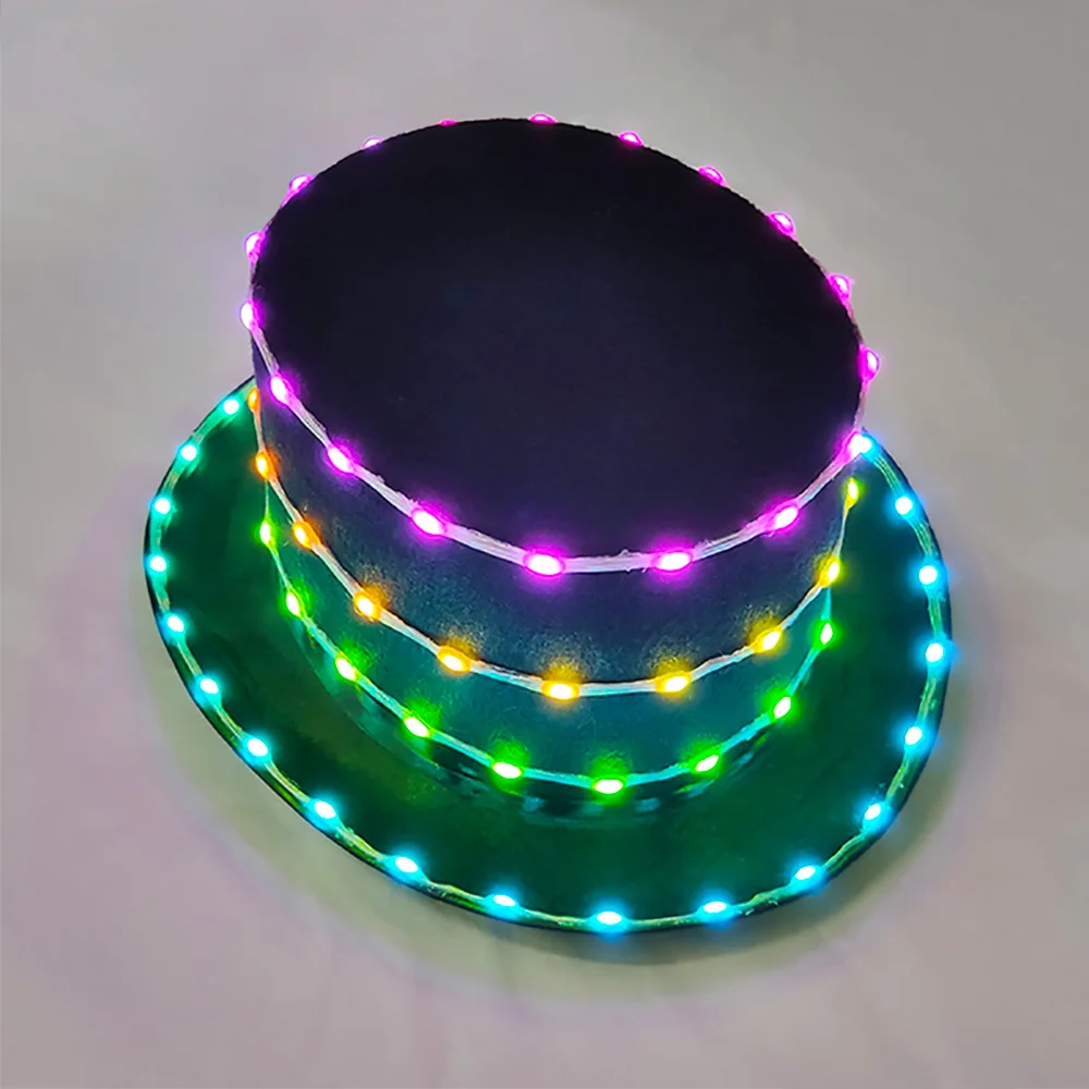 Full color LED hat party glow-in-the-dark Magic hat Neon led costume DJ Night show Hat New Year Christmas party light up props