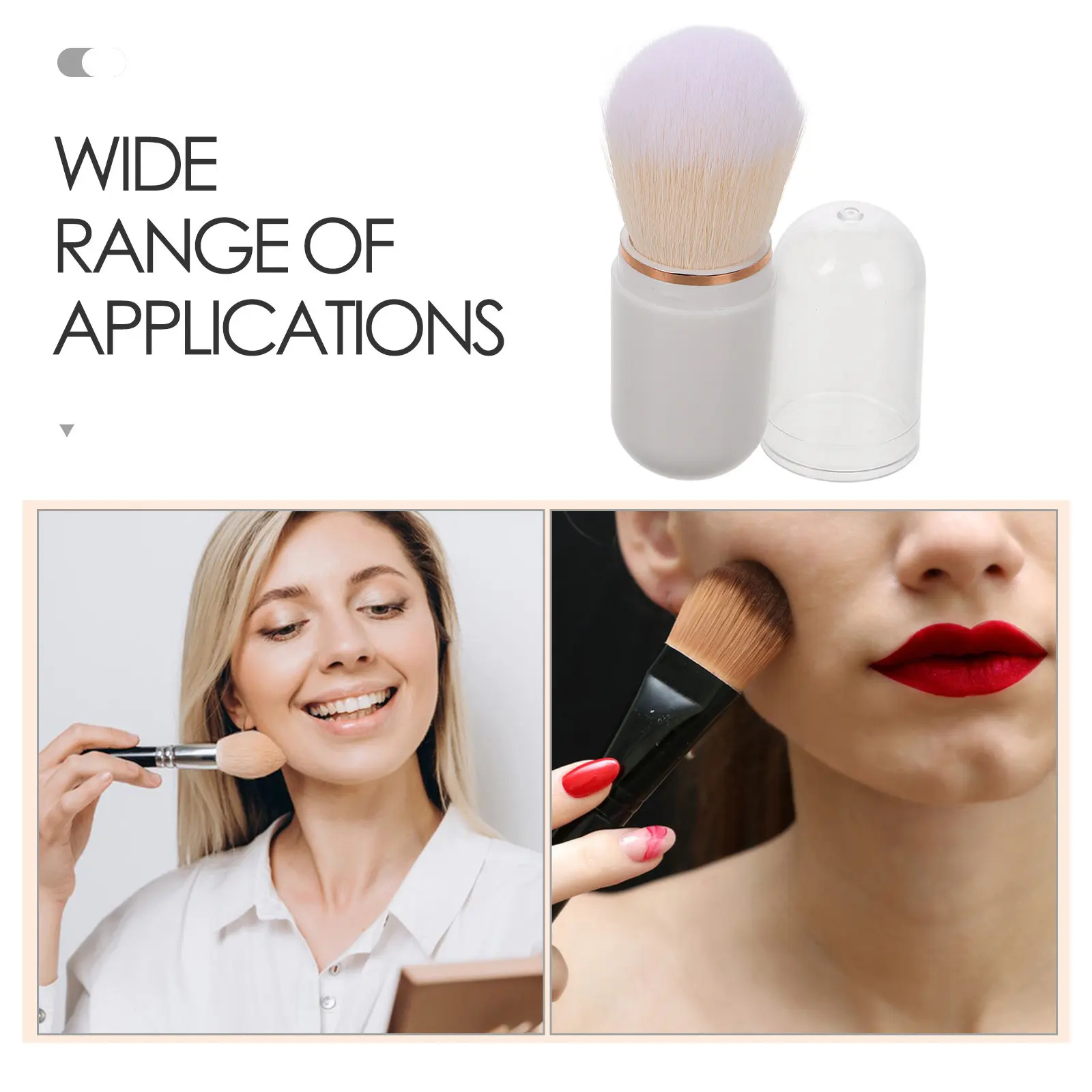Retractable Makeup Brush Compact Mini Design Soft Skin Friendly Bristles Blush Foundation Powder Brush Travel Beauty Tool