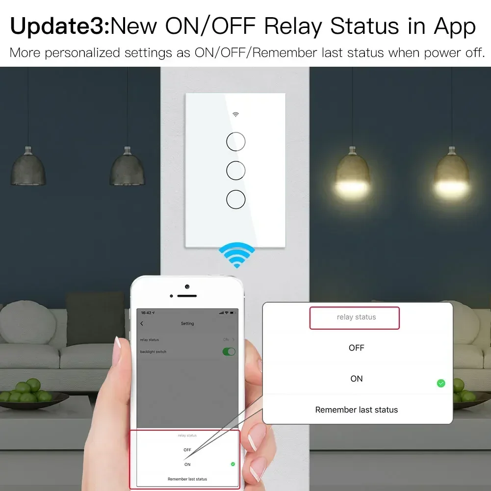 WiFi Smart Light Touch Switch No Neutral Wire Required Smart Life Tuya APP control Alexa Google Home Compatible 1/2/3 Gang EU US