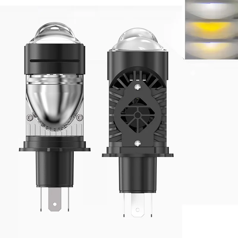 

H4 Bi LED Мини-проектор с линзой Светодиодная лампа для автомобильных фар 100 Вт CANBUS Turbo Автоматическая лампа H4 Трехцветный цветной свет Противотуманная фара/Red Devil Eyes