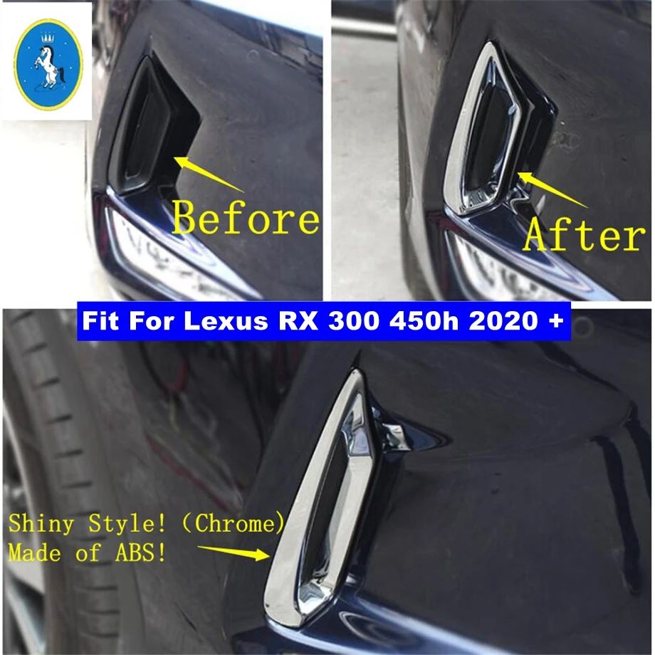 

Chrome Accessories Exterior Front Bumper Fog Foglight Lamps Lights Frame Decoration Cover Trim For Lexus RX 300 450h 2020 2021