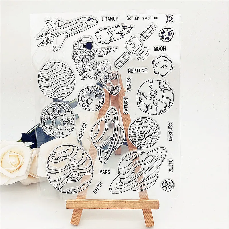 Space Planet Silicone Clear Stamp/Seal For DIY Scrapbook Card Crafts Transparent Stamp Diary Paper Photo Album Making Decorative