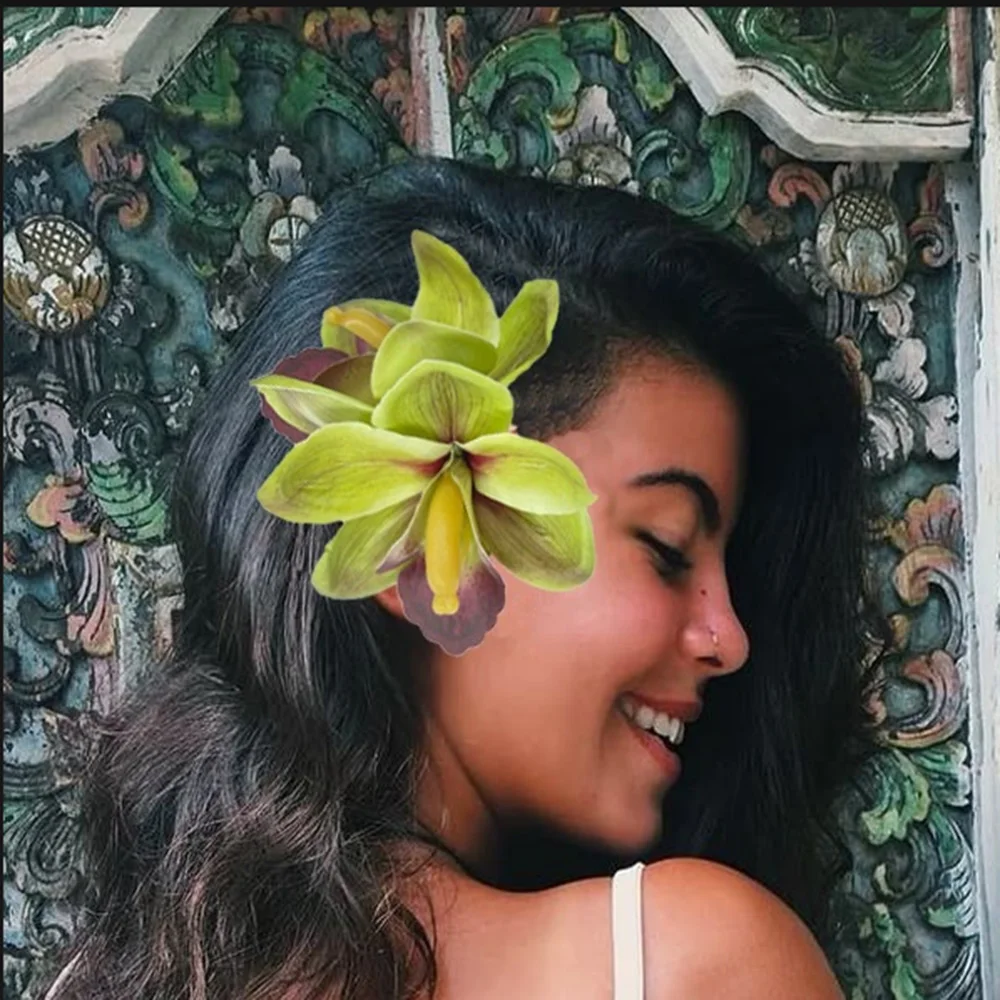 5 unids/pack duradero Floral Artificial flores de Cattleya horquilla Bohemia Gladiolus pinzas para el cabello sombreros niña Y2k accesorios para el cabello