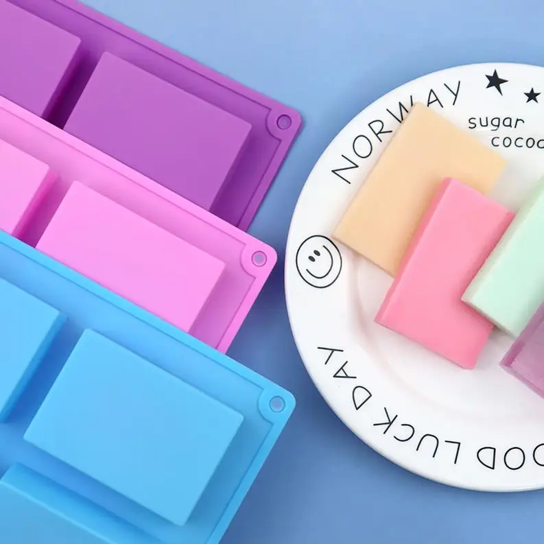 6 Cavities Handmade Rectangle Square Silicone Soap Mold Chocolate Cookies Mould Cake Decorating Fondant Molds ni717
