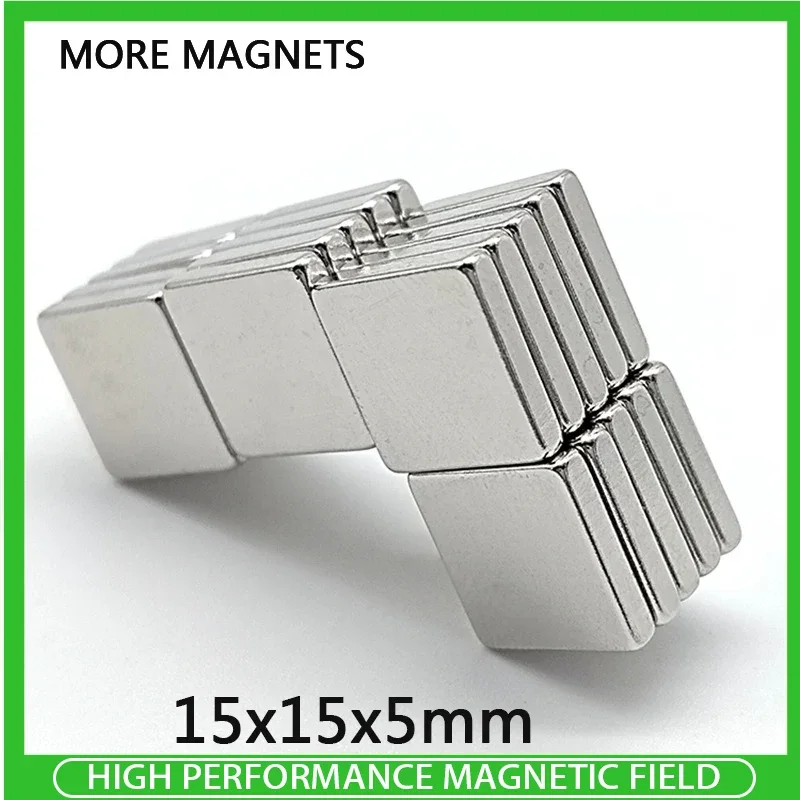 2~50PCS 15x15x5mm Powerful Magnets N35 NdFeB Block Permanent Magnetic 15mmx15mmx5mm Neodymium Magnet Super Strong 15*15*5mm