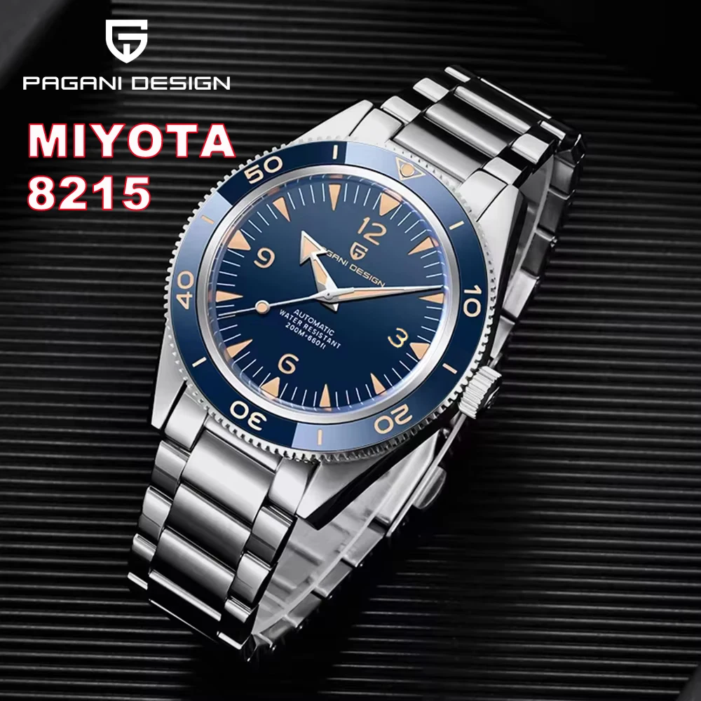 2025 Neue PAGANI DESIGN Herren-Miyota 8215-Mechanische Uhr zahlt Hommage an den Edelstahl YS005 Saphir Wasserdicht 20 bar