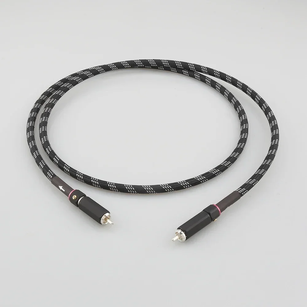 1PCS Silver Plated copper Professional HD digital coaxial Cable 75Ohms RCA to RCA Audio cable For DAC TV
