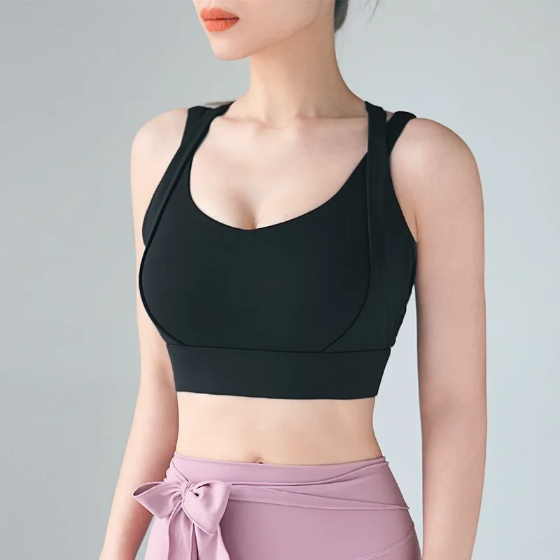 Large Size Sports Bra Women's High-Strength Breast Holding Shockproof Running Beauty Back Workout Yoga Bra Gathering Vest New