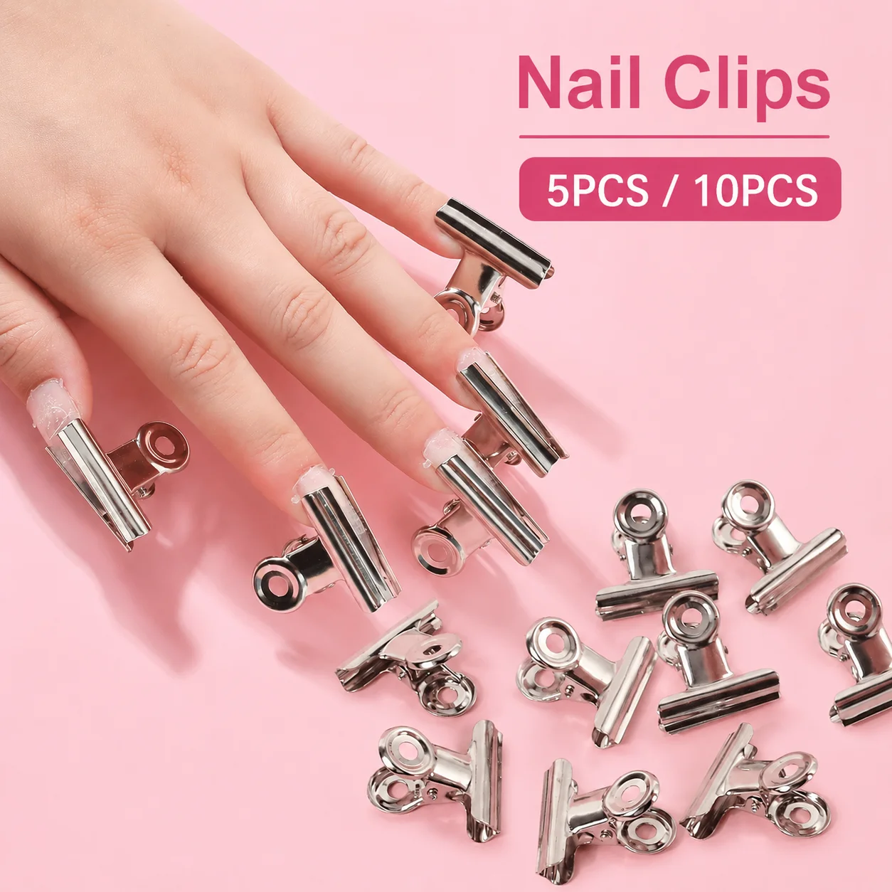 5 pinces à ongles en acrylique – Pinces de serrage blanches en forme de C pour le nail art, outils d'assistance pour la fixation des faux ongles en gel, outils de manucure