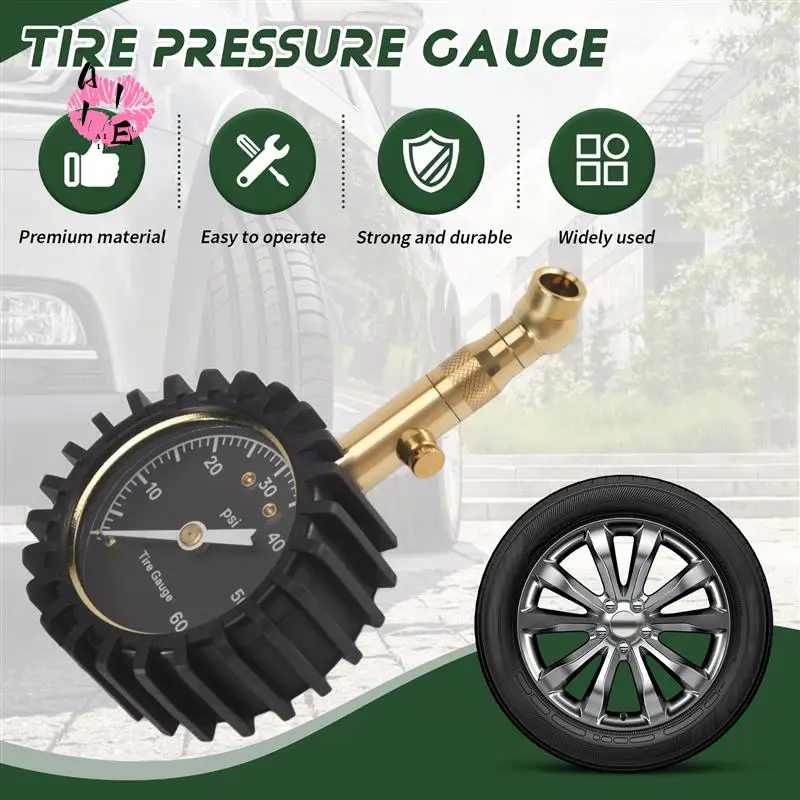 

A11E-Tire Pressure Gauge - (0-60 PSI) Heavy Duty, Accurate With Glow Dial, Low - High Air Pressure Gauge