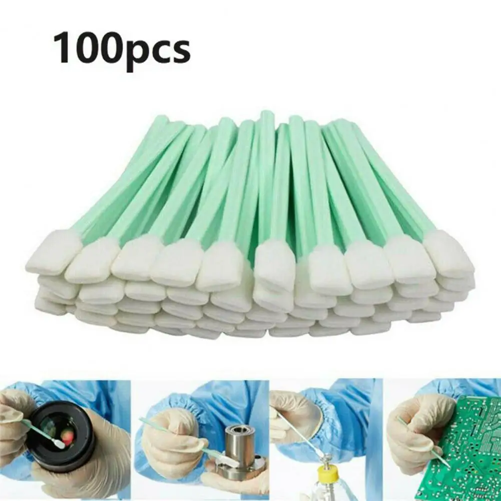 100Pcs Cleaning Swab Water Absorption Multi-purpose Foam Tip Cleaning Swab Sponge Stick Cleaning Sponge Household Tools Supplies