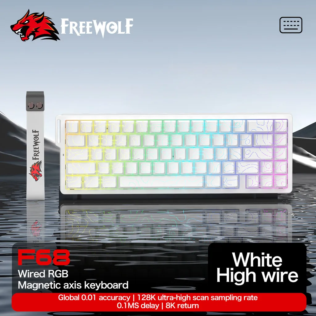 

FreeWolf F68 Pro Magnetic Mechanical Keyboard Hot-Swappable RGB Rapid Trigger 8000Hz Polling Large Battery