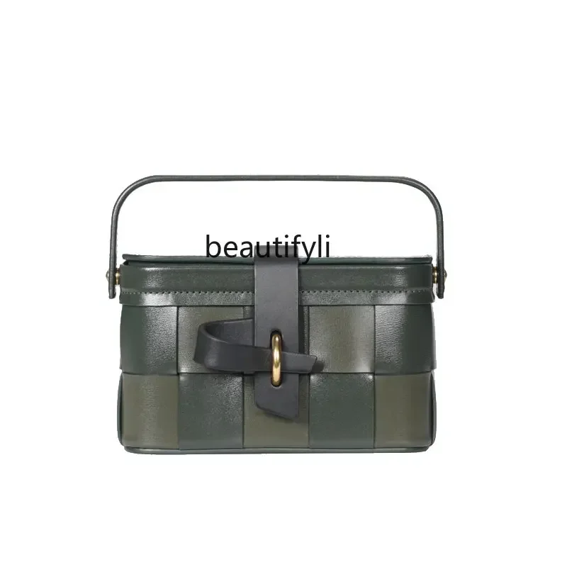 

L11 zqWide Strap Crossbody Bag Women's Fashionable High-Grade Fashion Special-Interest Texture Woven Portable Bucket Bag