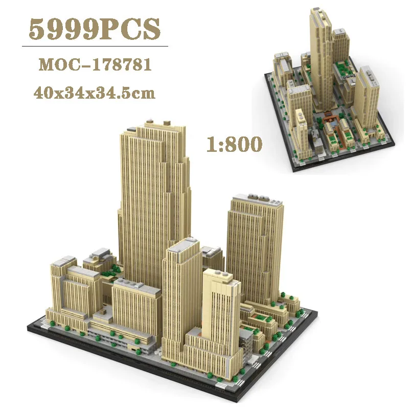 Classic MOC-178781 Building Blocks Skyscraper 1:800 Art Deco 5999pcs Boy Puzzle Educational Birthday Gift Christmas Toy DIY Gift